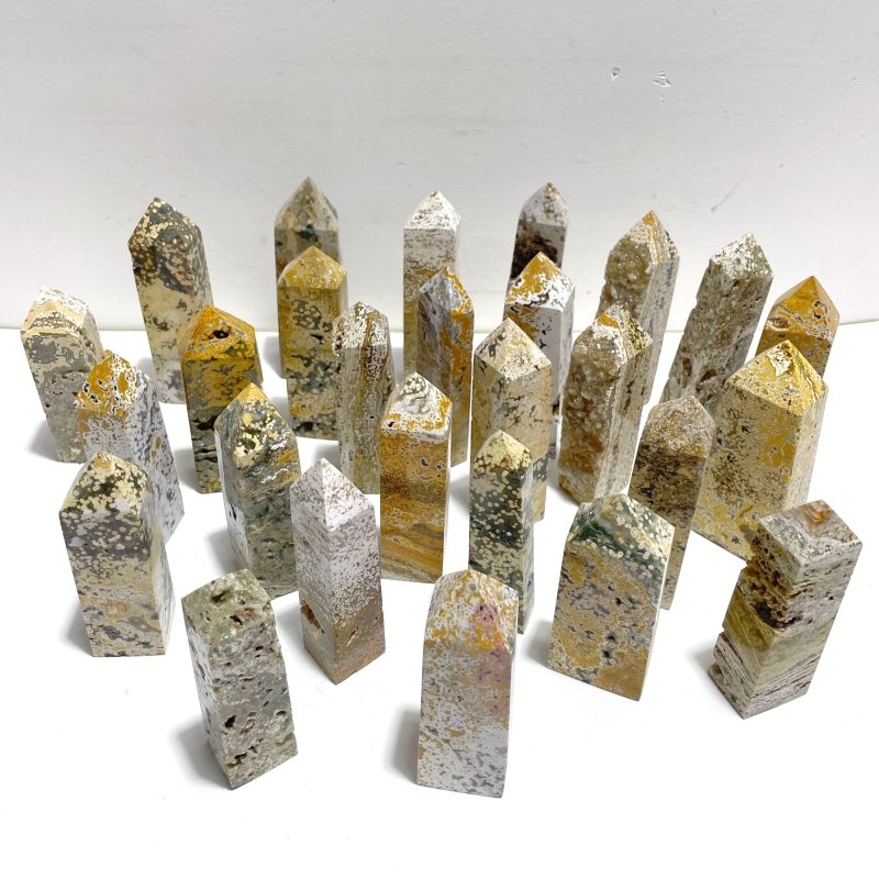 27 Pieces Beautiful Vein Ocean Jasper Four - sided Tower Points - Wholesale Crystals