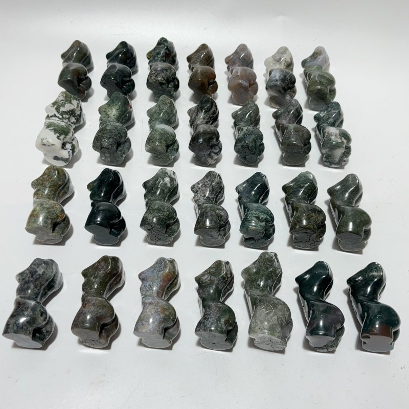28 Pieces Beautiful Moss Agate Goddess Crystal Carving -Wholesale Crystals