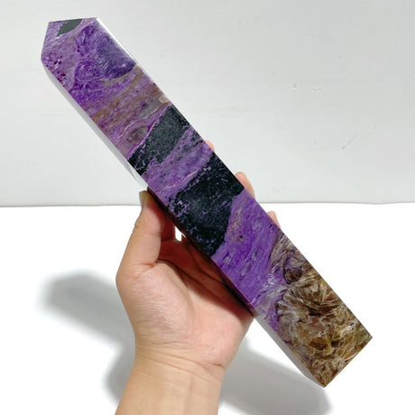 28.5CM Large Charoite Four - sided Tower For Collection A01 - Wholesale Crystals
