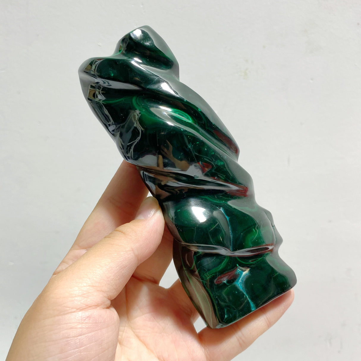 12 Pieces Malachite Flame Carving