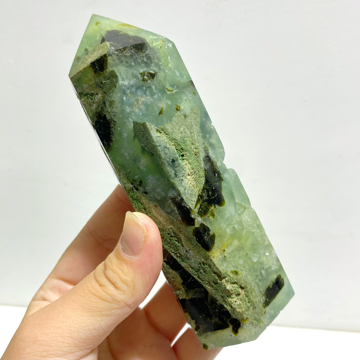 11 Pieces Large Green Prehnite Stone Tower