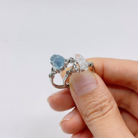 2Types Raw Stone Tibet Quartz Crystal Aquamarine Crystal Ring Wholesale -Wholesale Crystals