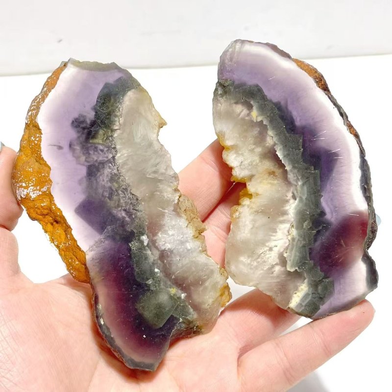 3 Pairs Fluorite Mixed Pyrite Butterfly Wing With Stand 6 - Wholesale Crystals