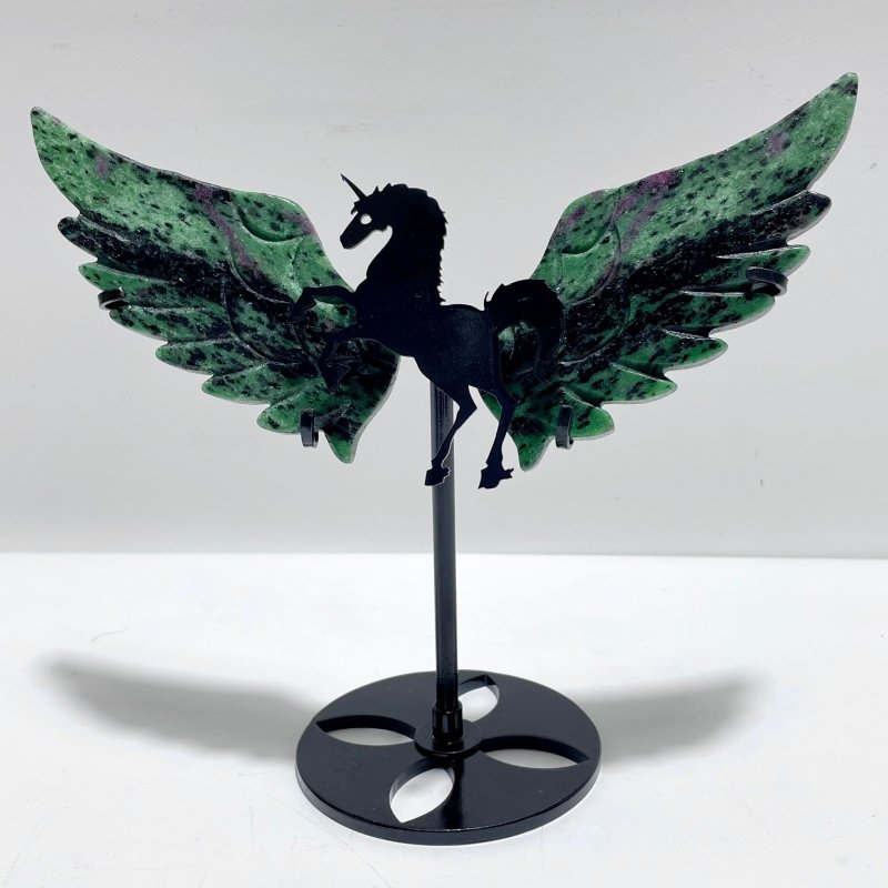 3 Pairs Ruby Zoisite Pegasus Wing Carving With Stand - Wholesale Crystals