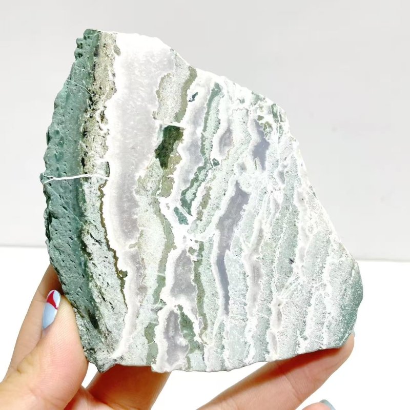 3 Pairs Stripe Moss Agate Slab Butterfly Wing With Stand - Wholesale Crystals