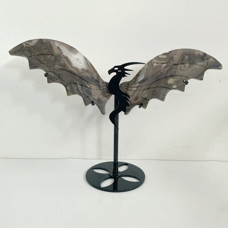 3 Pairs Volcano Agate Flying Dragon Carving With Stand (UV Reactive)1 - Wholesale Crystals