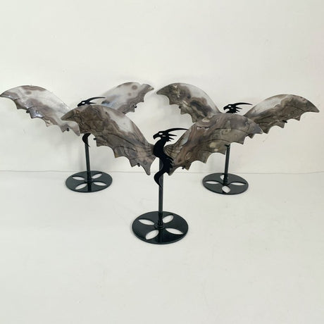 3 Pairs Volcano Agate Flying Dragon Carving With Stand (UV Reactive)1 - Wholesale Crystals
