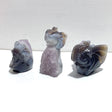 3 Pieces Amethyst Mixed Geode Druzy Agate Elephant Animal Carving A14 - Wholesale Crystals