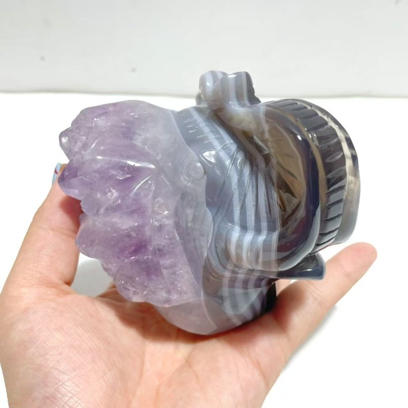 3 Pieces Amethyst Mixed Geode Druzy Agate Elephant Animal Carving A14 - Wholesale Crystals