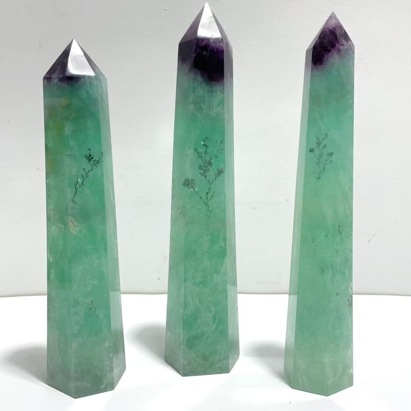 3 Pieces Beautiful Large Fluorite Point Dentritic For Collection - Wholesale Crystals