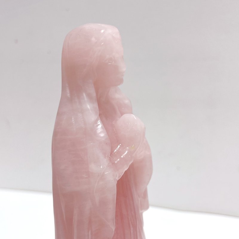 3 Pieces Beautiful Rose Quartz Virgin Mary Carving - Wholesale Crystals