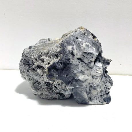 3 Pieces Black Clear Quartz Cluster Skull Carving - Wholesale Crystals