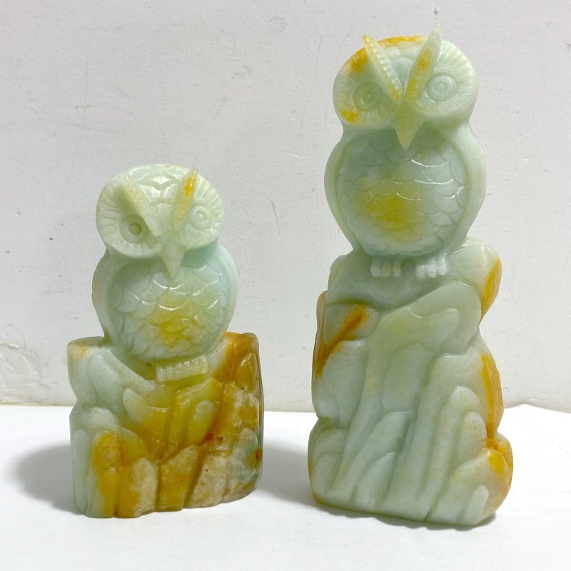 3 Pieces Caribbean Calcite Owl Carving -Wholesale Crystals