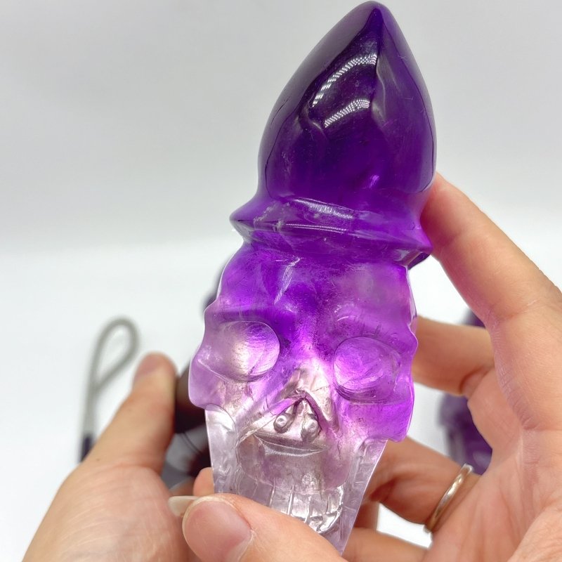 3 Pieces High Quality Amethyst Skull Carving - Wholesale Crystals