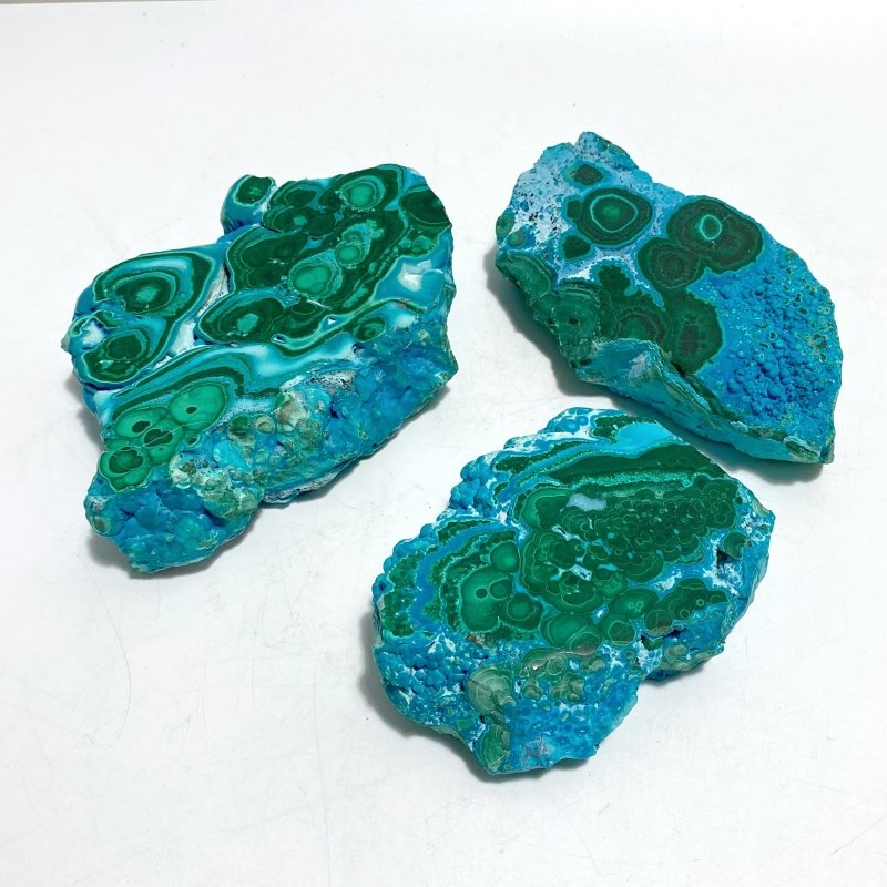 3 Pieces High Quality Beautiful Chrysocolla Mixed Malachite Slab Specimen 1 - Wholesale Crystals