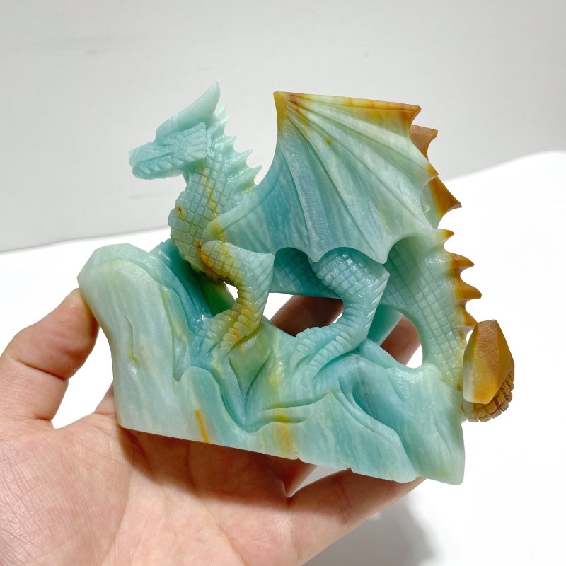 3 Pieces High Quality Caribbean Calcite Flying Dragon Castle Carving - Wholesale Crystals
