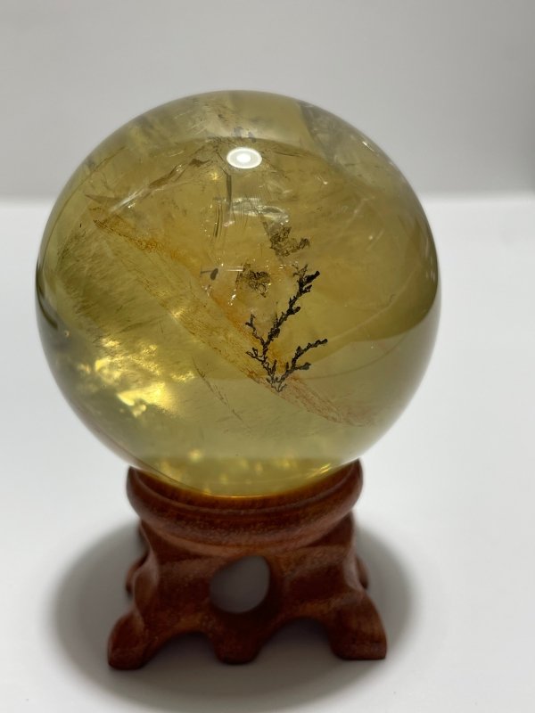3 Pieces High Quality Dentritic Quartz Citrine Spheres With Rainbow For Collection - Wholesale Crystals