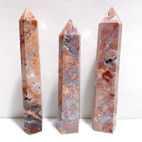 3 Pieces High Quality Large Pink Agate Druzy Geode Tower - Wholesale Crystals