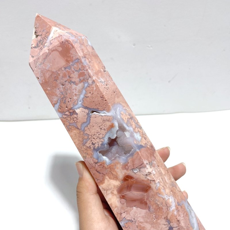 3 Pieces High Quality Large Pink Agate Druzy Geode Tower - Wholesale Crystals