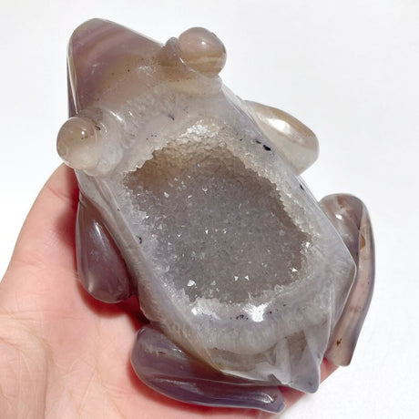 3 Pieces Large Beautiful Geode Druzy Agate Frog Carving - Wholesale Crystals