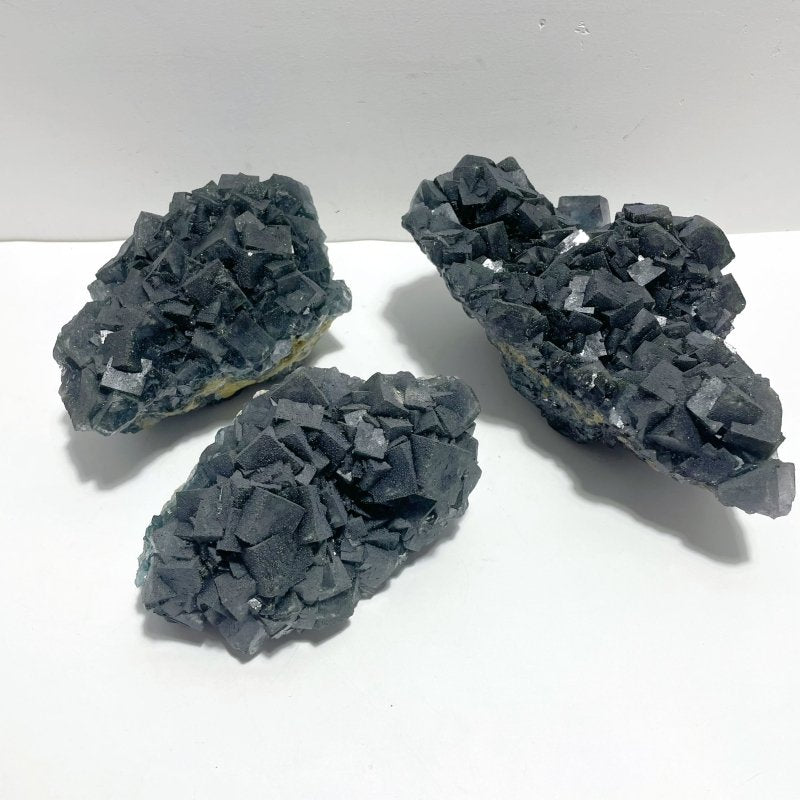 3 Pieces Large Blue Fluorite Mixed Pyrite Raw Stone Specimen - Wholesale Crystals