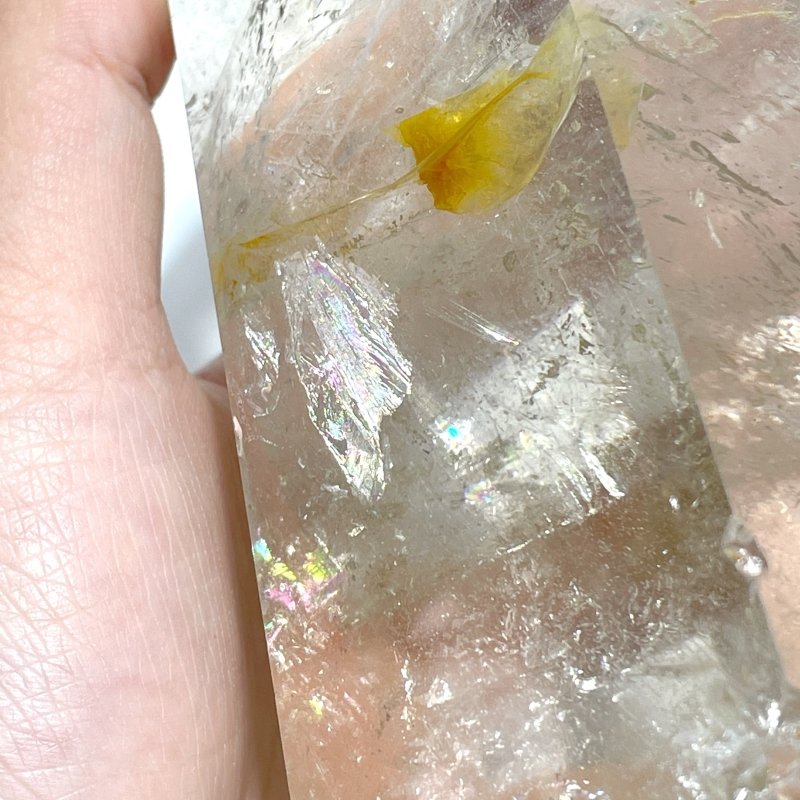 3 Pieces Large Golden Hematoid Quartz Crystal Point Raw Bottom With Rainbow - Wholesale Crystals