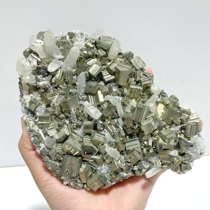 3 Pieces Large Pyrite Mixed Clear Quartz Cluster Specimen For Collection - Wholesale Crystals