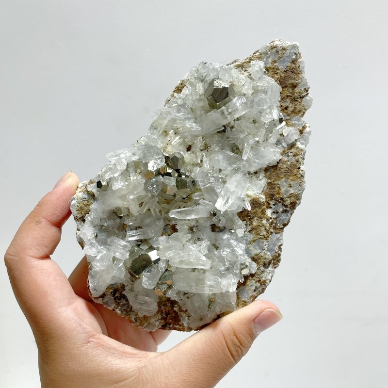 3 Pieces Pyrite Mixed Clear Quartz Cluster Specimen For Collection - Wholesale Crystals