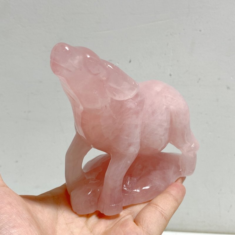 3 Pieces Rose Quartz Cattle Carving -Wholesale Crystals