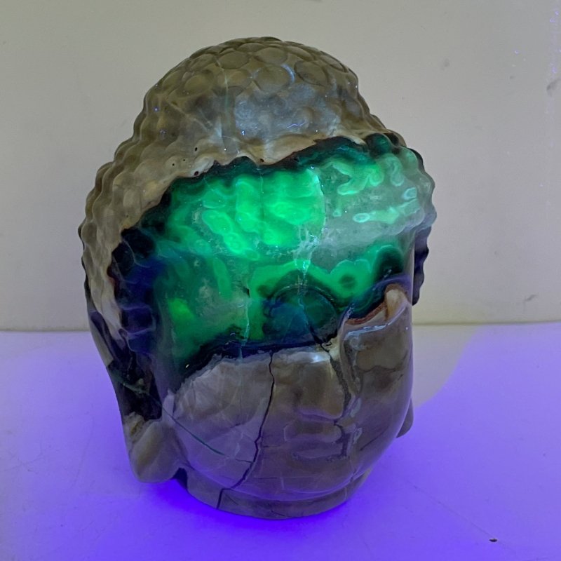 3 Pieces Volcano Agate Buddha Head Carving(UV - Reactive) (Clearance) - Wholesale Crystals