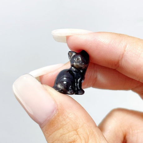 3 Types Mini Cat Carving Wholesale Obsidian White Opalite - Wholesale Crystals