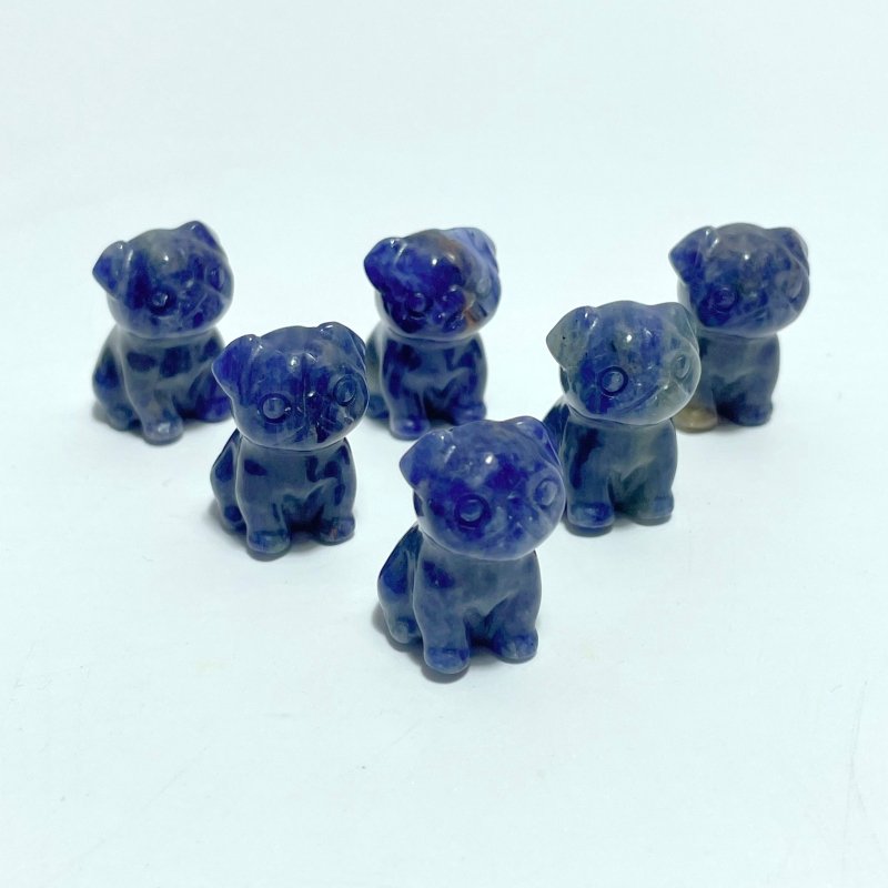 3 Types Mini Dog Carving Wholesale Tiger Eye Sodalite Dalmatian - Wholesale Crystals