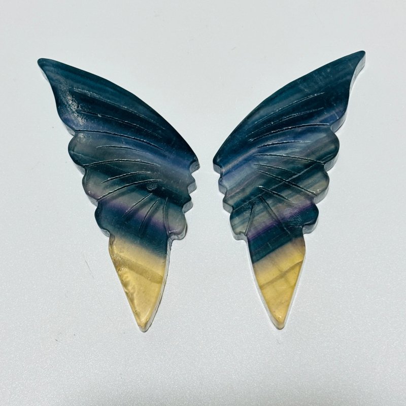 30 Pairs Rainbow Fluorite Butterfly Carving (A3BTF) - Wholesale Crystals