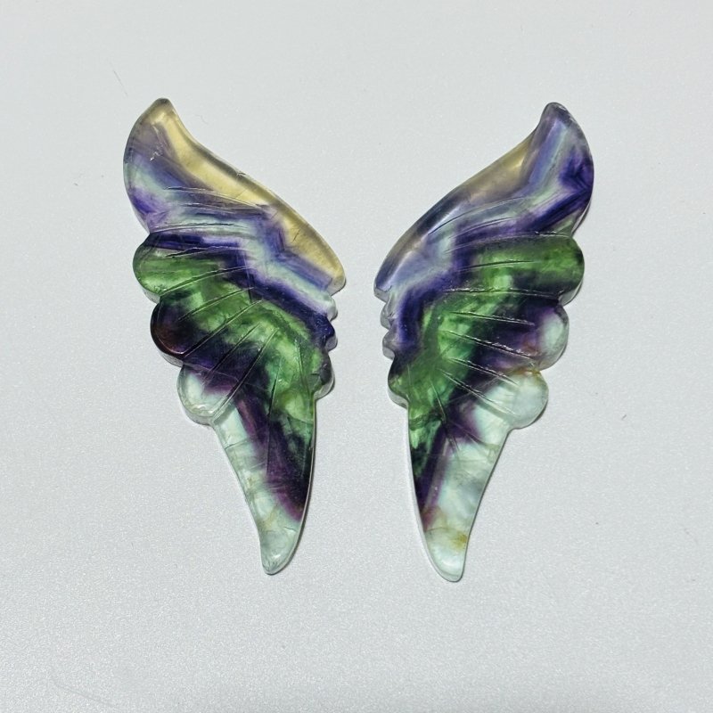 30 Pairs Rainbow Fluorite Butterfly Carving (A3BTF) - Wholesale Crystals