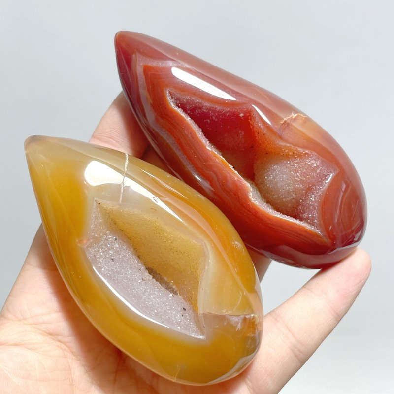 30 Pieces Beautiful Geode Druzy Carnelian - Wholesale Crystals