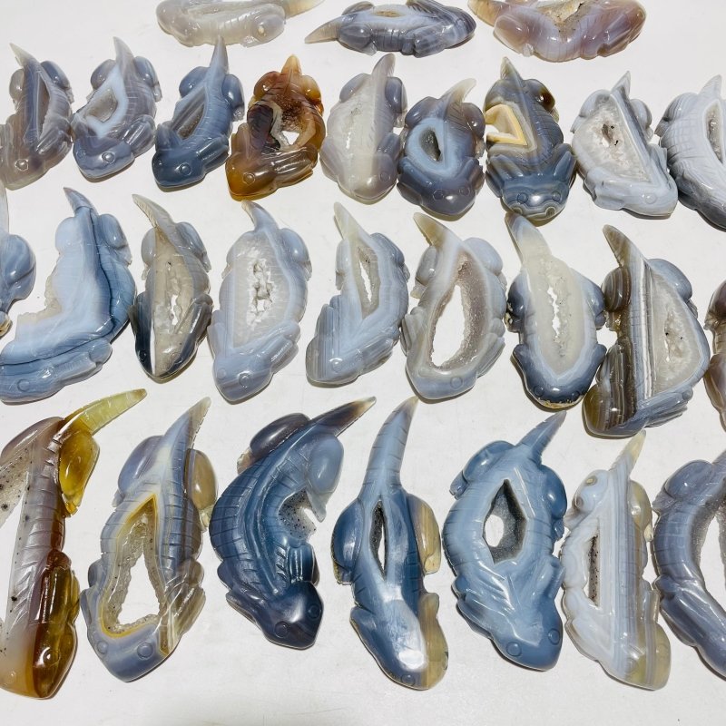 30 Pieces Druzy Geode Agate Giant Salamander Carving -Wholesale Crystals