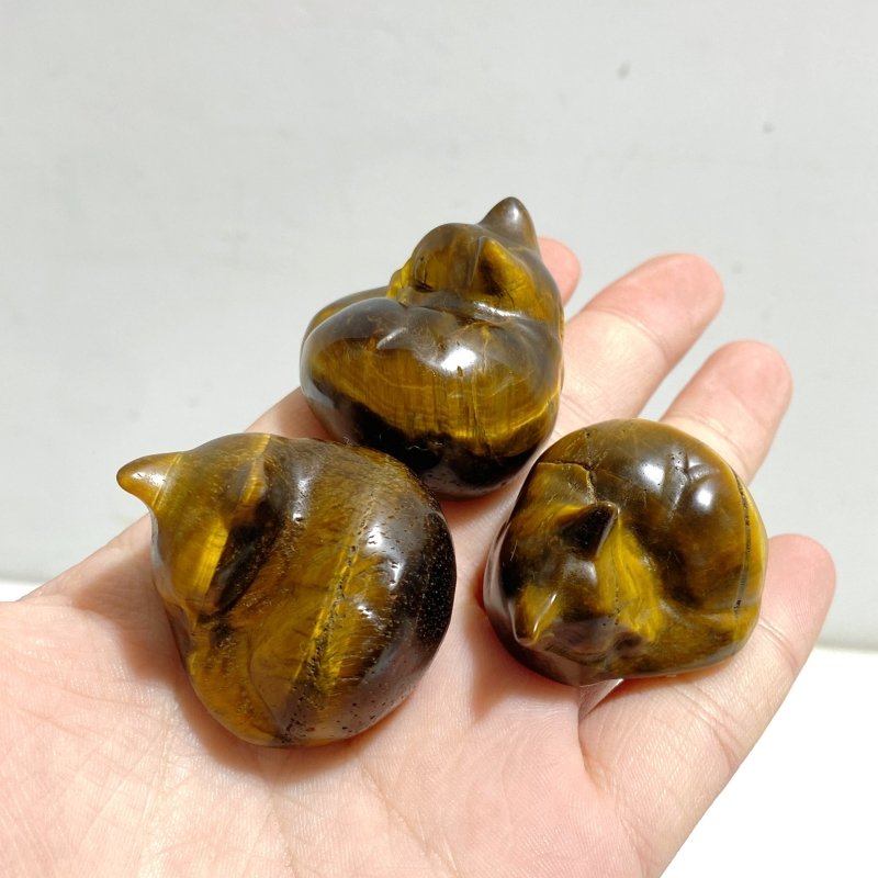 3.9CM Tiger Eye Sleeping Cats Carving Wholesale - Wholesale Crystals