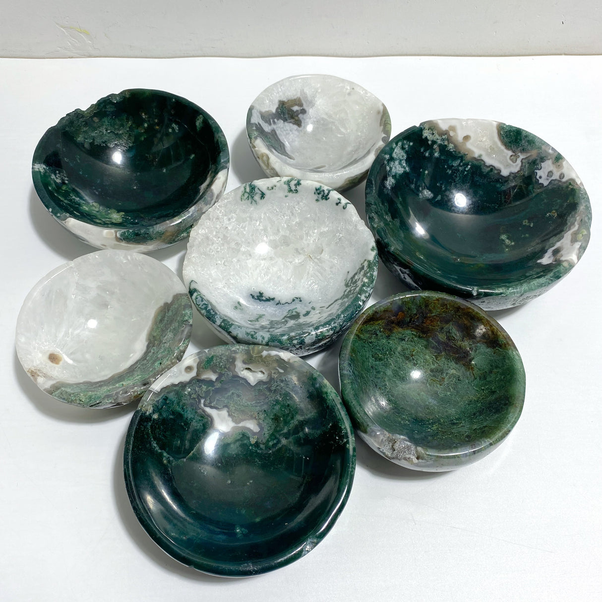7 Pieces Moss Agate Bowl Carving