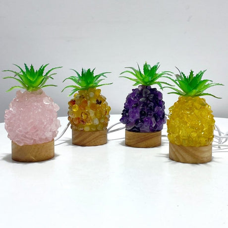 4 Color Pineapple LED Table Lamp Decorations Amethyst Agate - Wholesale Crystals