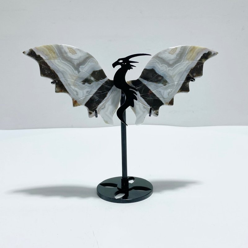 4 Pairs Agate Flying Dragon Wing With Stand Morocco Agate - Wholesale Crystals
