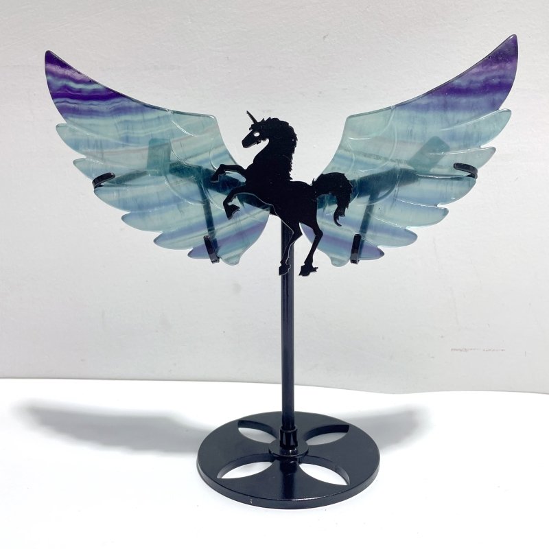 4 Pairs Beautiful Rainbow Fluorite Pegasus Wing Crystal Carving With Stand - Wholesale Crystals