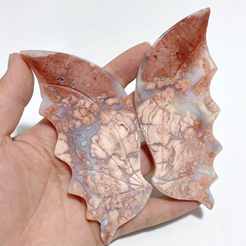 4 Pairs Flying Dragon Wing With Stand Moss Agate Trolleite Stone Pink Agate - Wholesale Crystals