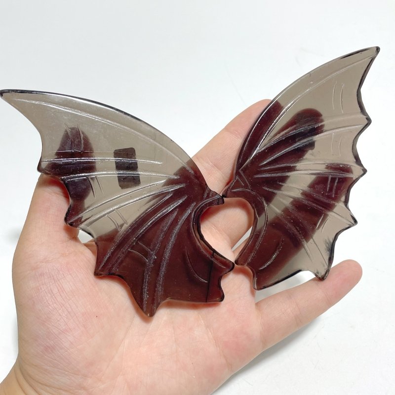 4 Pairs Ice Obsidian Bat Wing Carving With Stand - Wholesale Crystals
