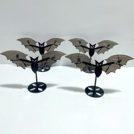 4 Pairs Ice Obsidian Bat Wing Carving With Stand - Wholesale Crystals