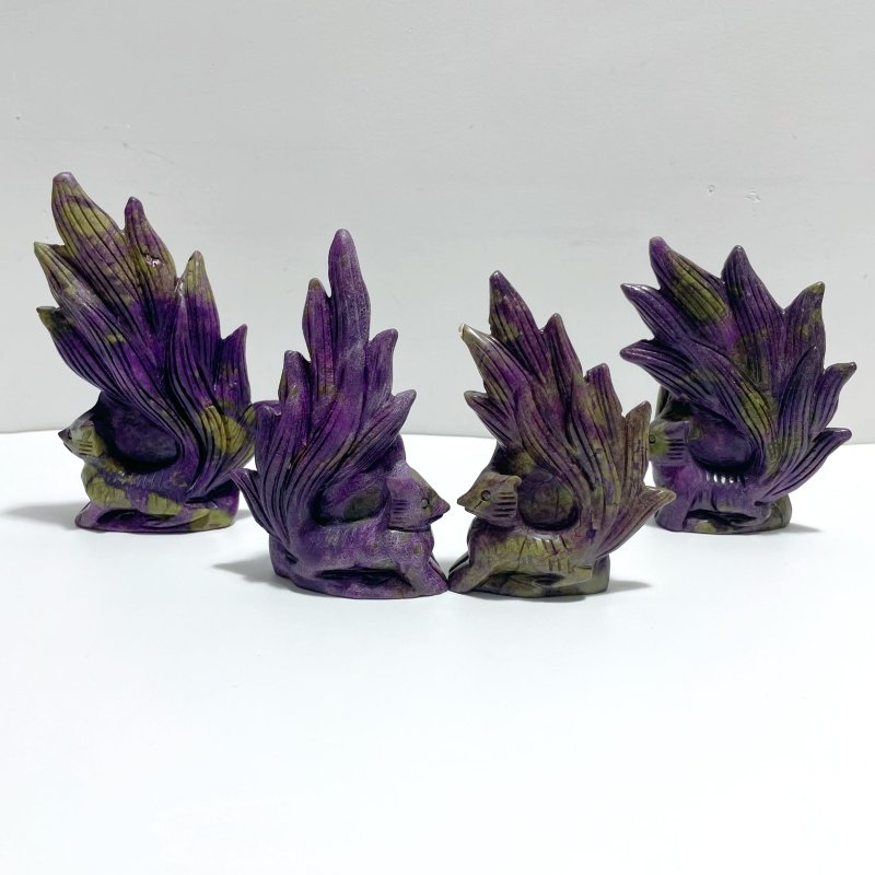 4 Pieces Atlantisite Nine - tailed Fox Carving - Wholesale Crystals