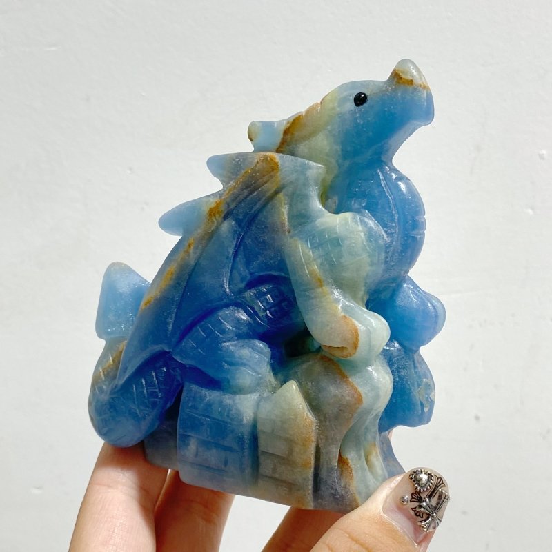 4 Pieces Blue Onyx Flying Dragon Castle Carving -Wholesale Crystals