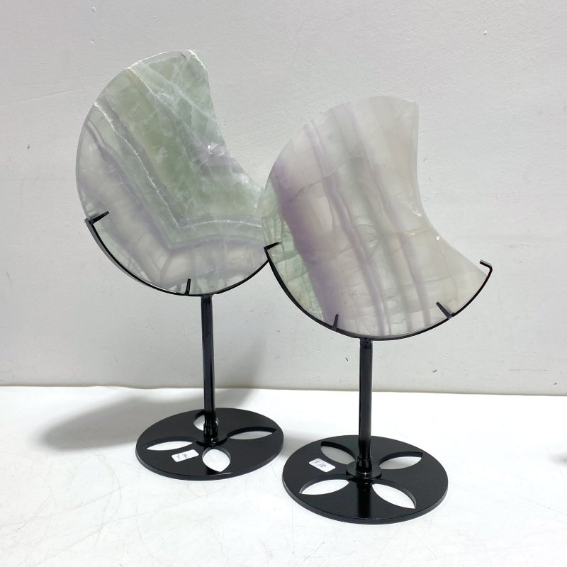 4 Pieces Fluorite Moon Carving With Stand - Wholesale Crystals