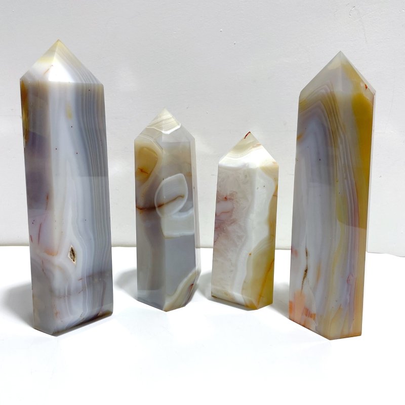 4 Pieces Large Agate Tower Points - Wholesale Crystals
