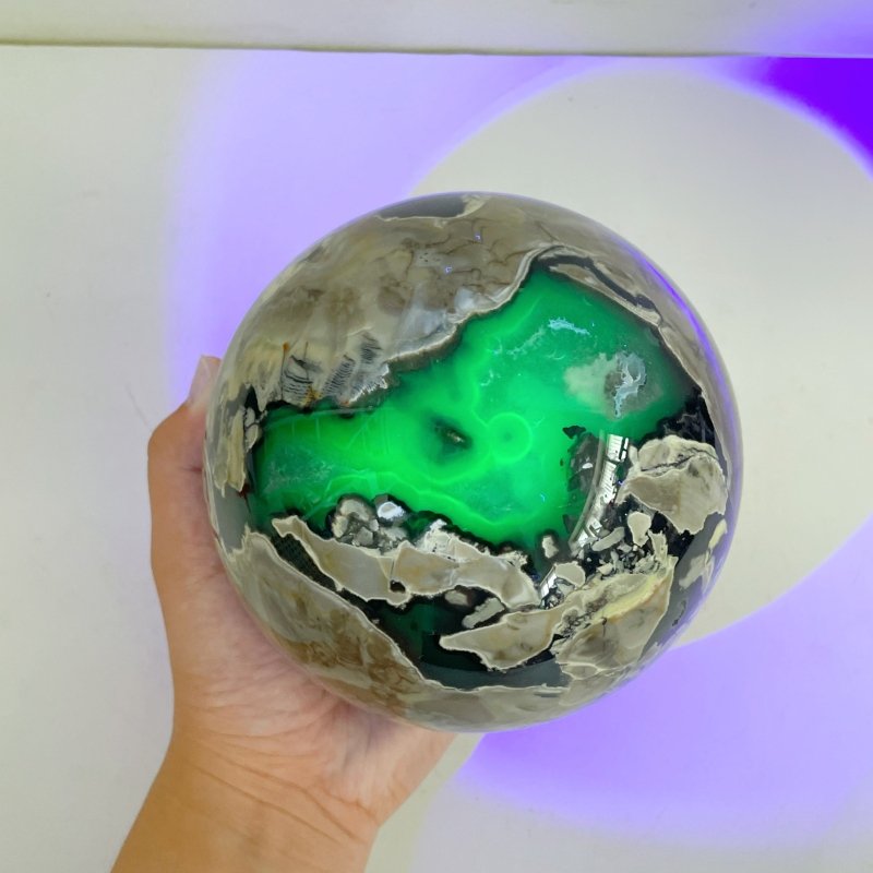 4 Pieces Large Volcano Agate Sphere (UV REACTIVE) - Wholesale Crystals