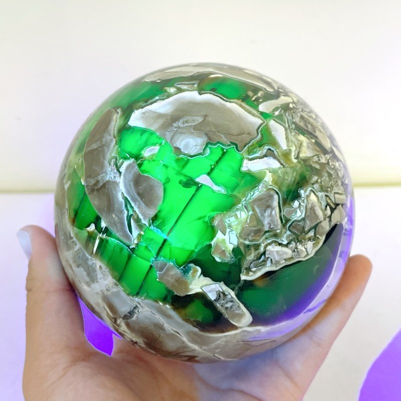 4 Pieces Large Volcano Agate Spheres Balls(UV - Reactive) - Wholesale Crystals